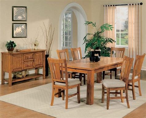 Light Oak Finish Casual Dining Room Table W Optional Chairs Oak