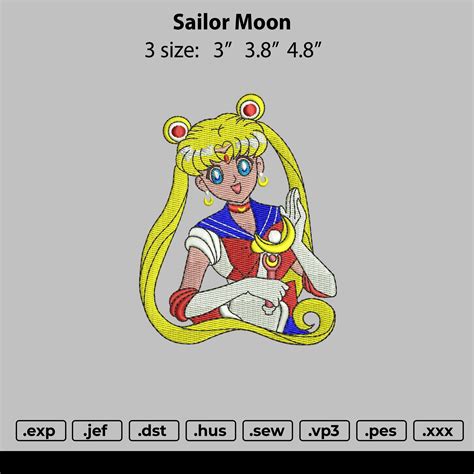 Sailor Moon Embroidery Machine Design Instant Download 3 Size Etsy