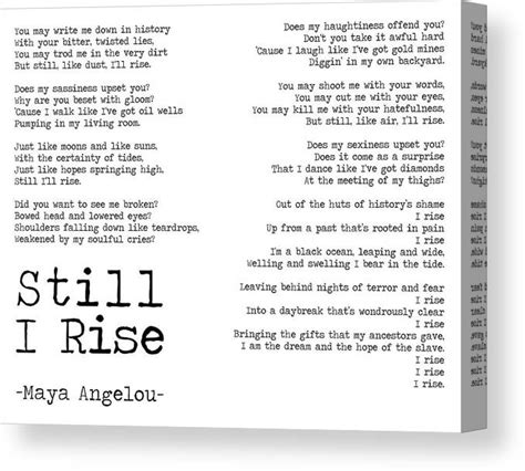 Still I Rise Maya Angelou Poem Horizontal Canvas Print Canvas Art By