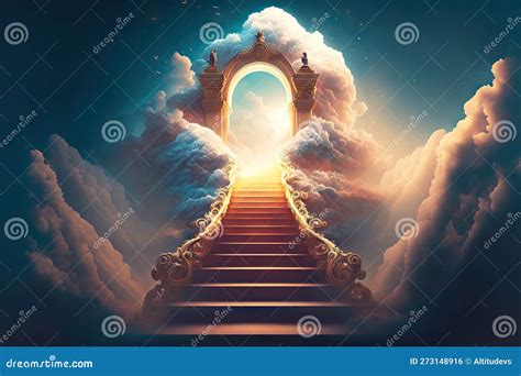 Entrance To Heavenly Place Through Clouds Stairway To Heaven Stock