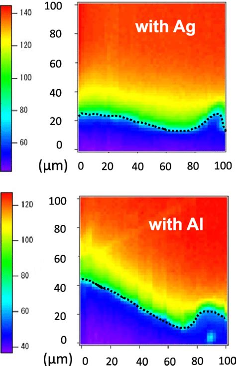 (Color online) Reflection intensity mapping for Ag-coated (top) and... | Download Scientific Diagram