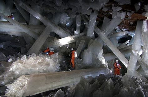 Massive Gypsum Crystals In Mexico Cave Nfold Neither Microscope