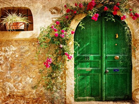 Green aesthetic wallpapers for free download. , door, beautiful, green, download, flower wallpaper hd ...