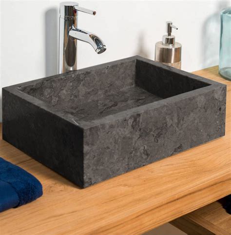 Grey Cylindrical Stone Sink With Hammered Effect Outer Finish 40 X 15cm