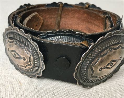 Vintage Sterling Silver Concho Belt Native American Navajo Signed By Artist