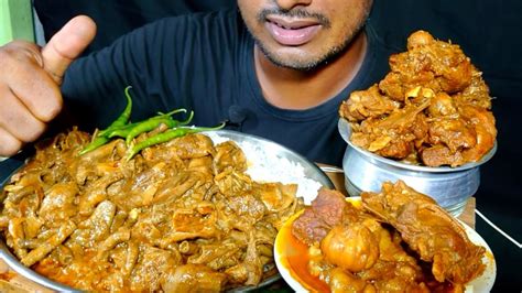 Eating Oily Mutton Boti Curry Fatty Mutton Curry Spicy Mutton Curry
