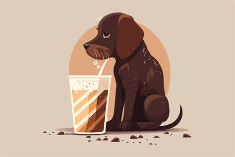 Dog Drinking Coffee Vector Illustration Graphic By Breakingdots