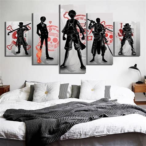 One Piece Monkey D Luffy Poster Anime 5 Panel Canvas Art Wall Decor