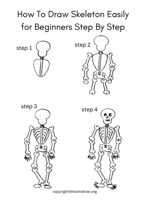 How To Draw A Skeleton Step By Step For Kids And Beginners