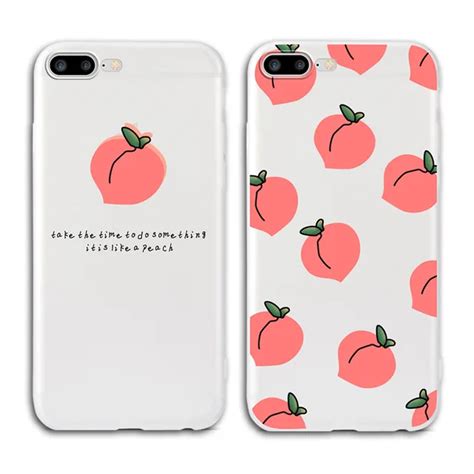 Peach Kawaii Pink Case For Coque Iphone 8 7 8 6s 6 Plus X Xs Max Xr