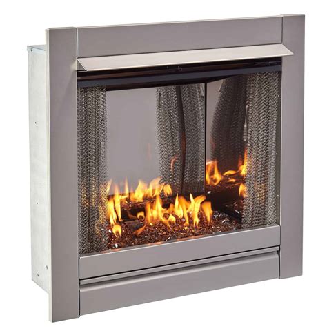 Duluth Forge Vent Free Stainless Outdoor Gas Fireplace Insert With Copper Fire Glass Media