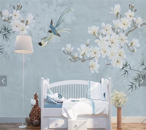3d embossed flower hd photo wallpaper mural cheap wallpapers, buy quality home improvement directly from china suppliers:southeast asia flower bird wallpaper murals for walls. Magnolia Flower and Bird Mural Wallpaper | Walling Shop