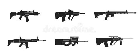 Assault Rifle Icon Set Weapon And Gun Icon Isolated Vector Images For