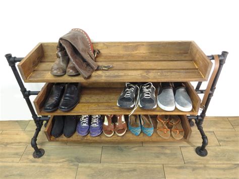 The songmics bamboo shoe bench entryway storage rack is cleverly designed with seats at high (about 18 inches) and low levels (almost 10 inches) so adults and kids can sit together. Industrial Shoe Rack, Shoe Storage, Shoe Rack, Shoe ...