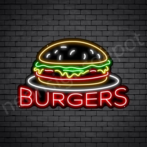 Burgers V2 Neon Sign Neon Signs Depot