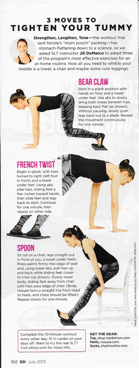 3 Moves Tot Tighten Your Tummy Gh Easy At Home Workouts Flat Tummy