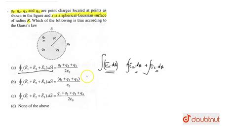 `q_(1),q_(2),q_(3)` and `q_(4)` are point charges located ...