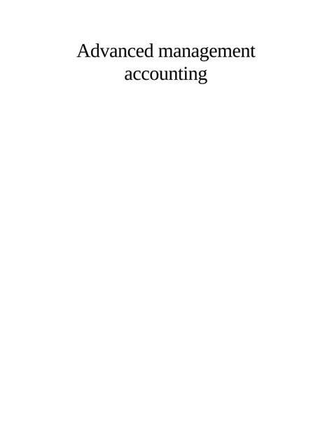 Advanced Management Accounting Study Material With Solved Assignments