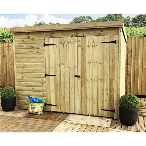 8 X 4 Windowless Pressure Treated Tongue And Groove Pent Shed With