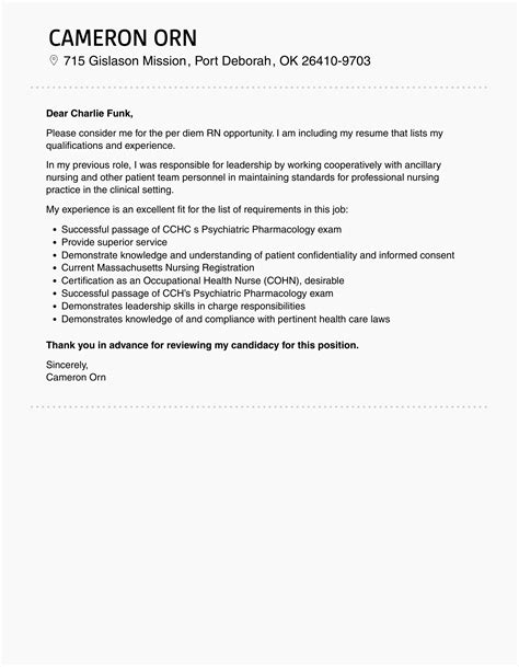 Per Diem RN Cover Letter | Velvet Jobs