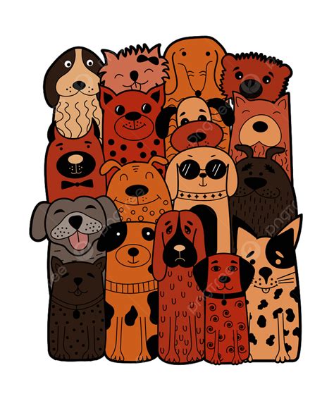 Doodle Dog Clipart Vector Cute Dogs Illustrator Vector Doodle