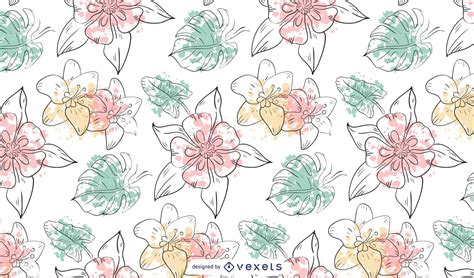 Watercolor Flowers Pattern Design Vector Download