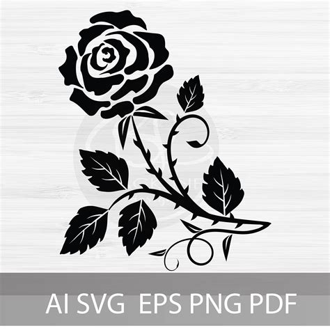 Rose Silhouette Vector File For Wall Decals T Shirts Prints Etsy