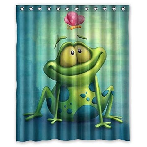 Hellodecor Frog Shower Curtain Polyester Fabric Bathroom Decorative Curtain Size 60x72 Inches