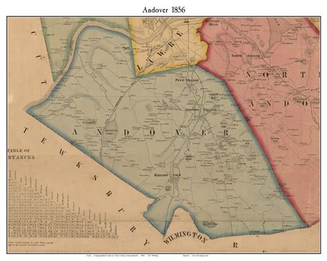 Andover Massachusetts 1856 Old Town Map Custom Print Essex Co Old