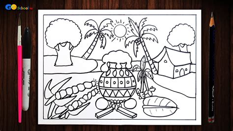 How do you draw a picture of indian festival? Easy Pongal Festival Drawing Competition for School ...