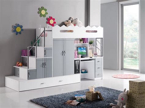 Lit cabane pour fille avec rangement. Lit mezzanine multifonction coloris blanc et gris | Lit mezzanine, Lit design, Chambre ado lit