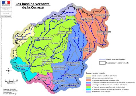 Carte Des Bassins Versants En Corrèze Eau Des Cartes Thématiques