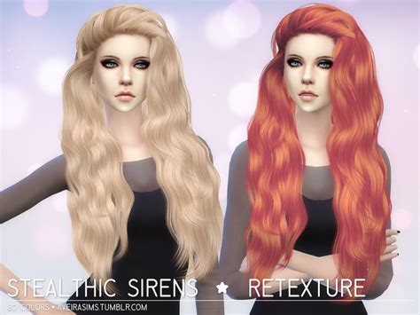Sims 4 Hairs ~ Aveira Sims 4 Stealthic S Sirens Hair Retextured