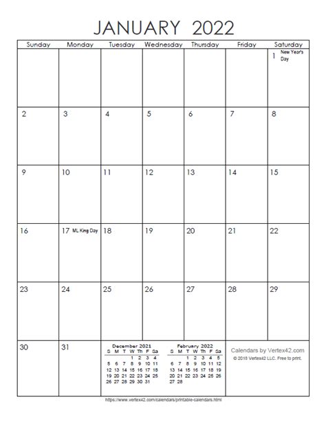 Month Calendar For Printing