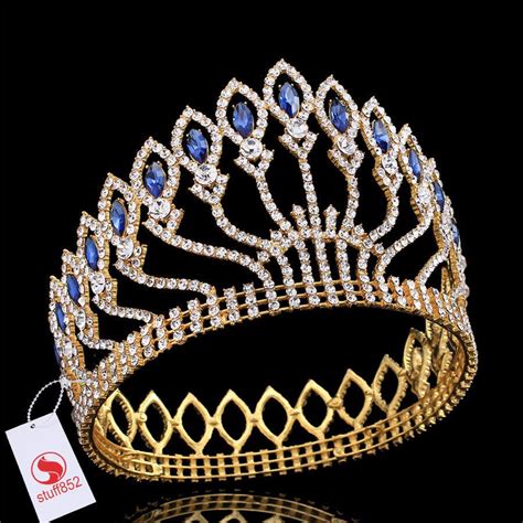 Wedding Bridal Pageant Rhinestone Gold Plated Crown Hair Tiaras Noble