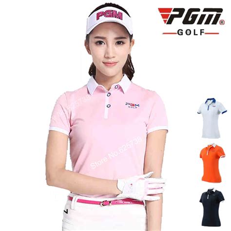 Pgm 2017 Women Golf Clothes T Shirt Lady Golf Apparel Quick Dry Short