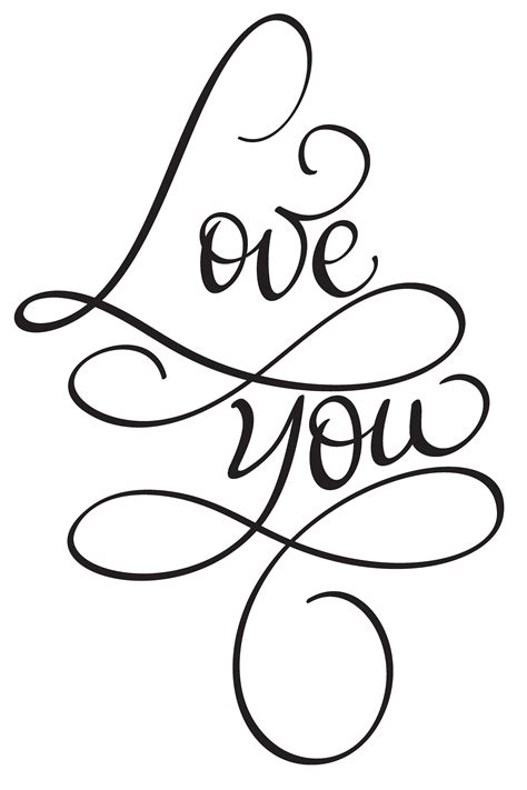 Love You Words On White Background Hand Drawn Calligraphy Lettering