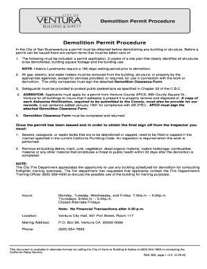 Fillable Online Demolition Procedures And Clearance Form B S