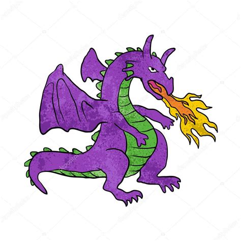 Purple Dragon Throwing Flames Stock Vector Image By ©milesthone 109213076