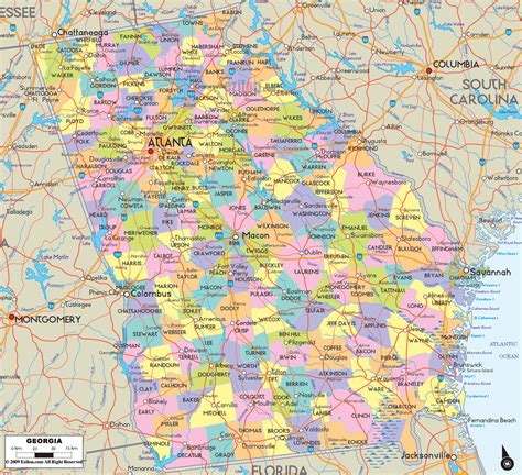 Georgia Map With Counties Free Printable Map Of Georgia Counties And