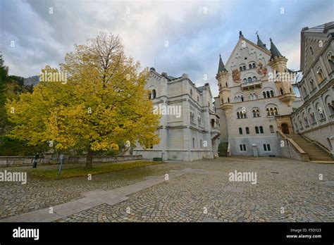 The Inner Courtyard Of Schloss Neuschwanstein Castle In Schwangau