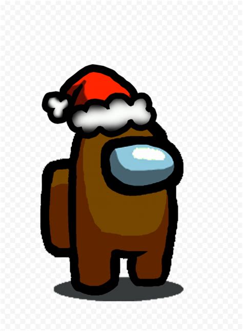 Hd Brown Among Us Character With Santa Hat Png Citypng