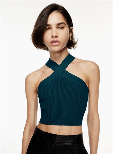 Sculpt Knit Criss Cross Cropped Tank Ribbed Halter Top Aritzia Crop Tank Ft Criss Cross