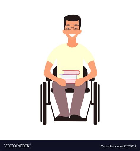 Handicap Student Sit In Whilechair Disabled Man Vector Image