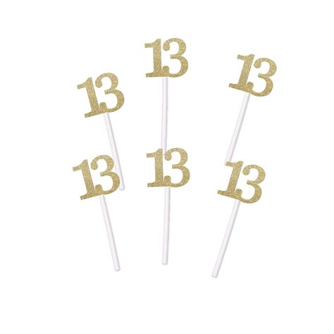 13th Birthday Glitter Cupcake Toppers 12 Count Glitter Cupcakes