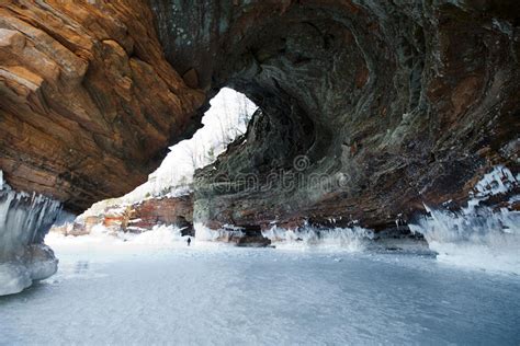 Apostle Islands Ice Caves Frozen Waterfall Winter Stock Photo Image