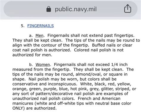 Check spelling or type a new query. US Navy finger Nail regulation💅🏼 | Military nails, Buff ...