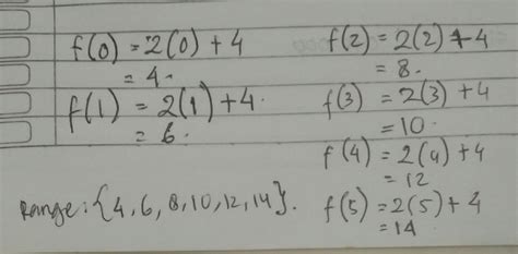 Tentukan Range Dari Domain Df 0 1 2 3 4 5 Oleh Fungsi F X 2x 4