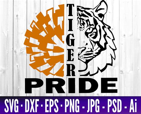Tiger Cheer Cheerleader Pom Svg Files For Cricut Cheer Etsy
