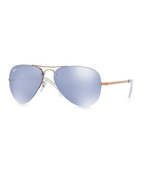 Shop Ray Ban Rb3449 59mm Iconic Semi Rimless Aviator Sunglasses Saks